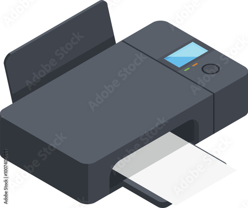 Printer isometric icon. Office network computer device