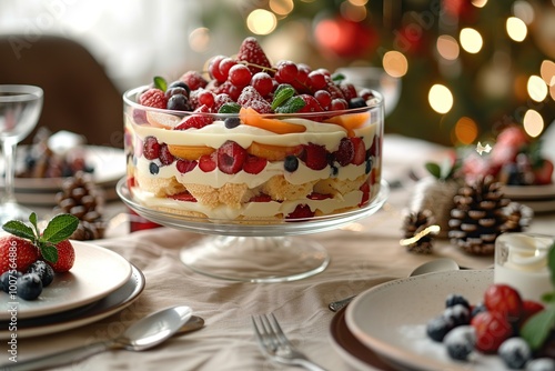 Delicious Trifle Dessert with Fresh Fruit