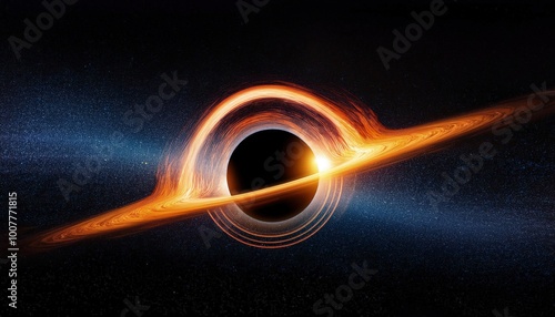 A massive black hole at the center of the cosmic void. its core a deep impenetrable black.