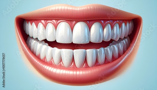 Realistic vector showing an upper row of perfectly clean, white teeth and gums, arranged in a curved formation