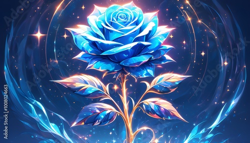 Radiant Rose Illustration with Luminous Highlights