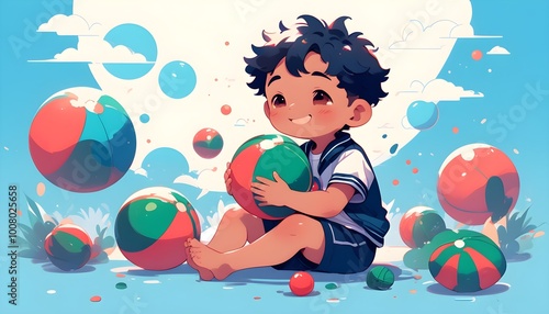 joyful child enjoying playtime with a colorful ball