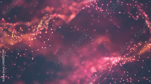 Abstract Network with Glowing Pink Particles and Connections 