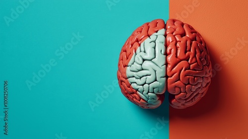 Colorful depiction of a brain, showcasing the left and right hemispheres.