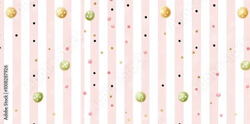 This wallpaper features alternating stripes in shades of pink interspersed with polka dots in coordinated hues.