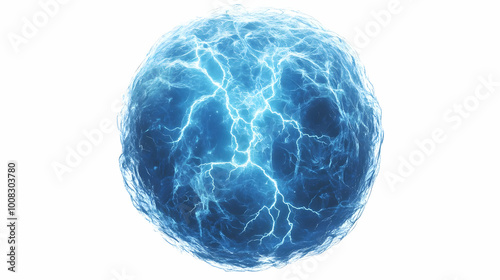 Abstract Blue Lightning Sphere Illustration