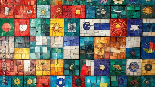 Colorful Southeast Asian Flag Mosaic Collage