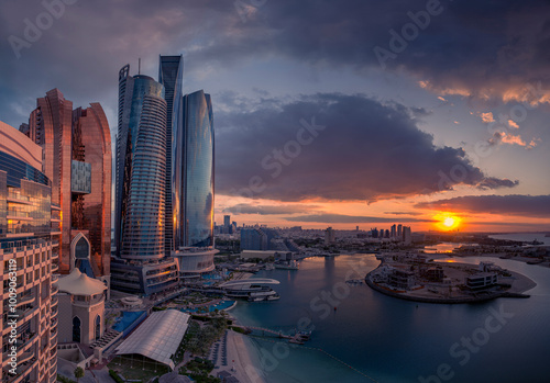 nited Arab Emirates - Abu Dhabi - Sunset Skyline