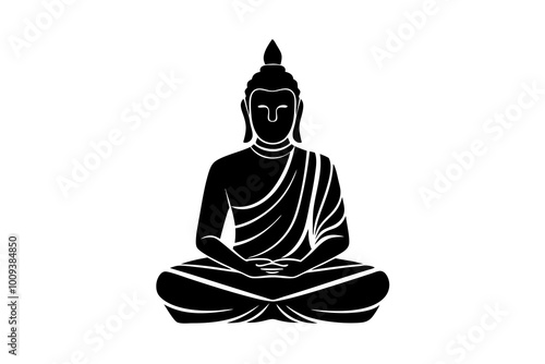 Buddha | vector silhouette illustration on white background