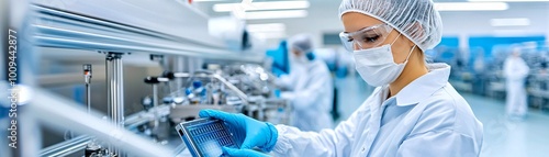 Female Technician Working on Electronics in a Factory.