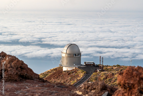 Nordic optical telescope. Roque de Los Muchachos Astrophysical Observatory. An impressive view from the mountains.