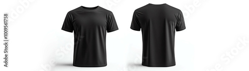 A versatile black t-shirt displayed from three angles, perfect for casual wear, fashion shoots, or clothing catalogs.