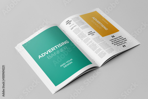 Newspaper Advertising Magazine Brochure Mockup 3D Rendering