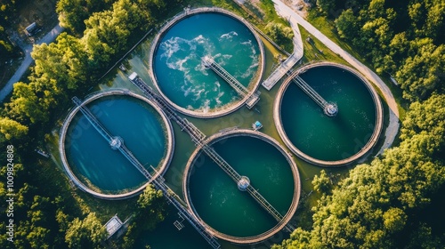 Water waste water treatment plant top view