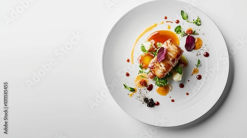 Gourmet Meal on Elegant Plate in Studio Setting