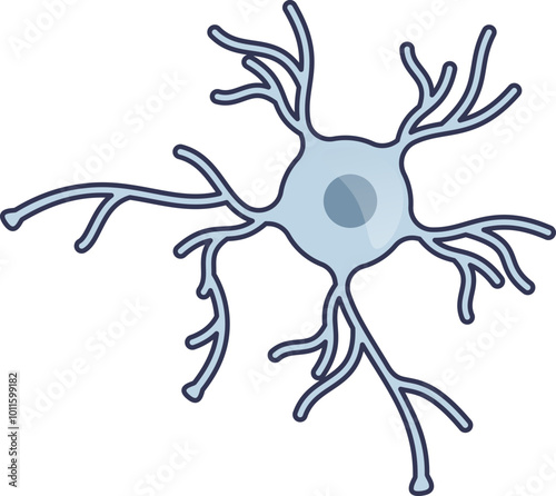 Illustration of a ganglion cell with dendritic branches, representing neural connectivity.