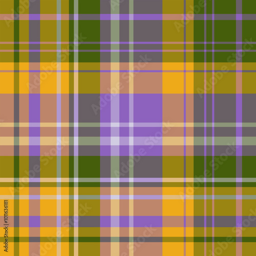 Seamless pattern in magical yellow, green and violet colors for plaid, fabric, textile, clothes, tablecloth and other things. Vector image.