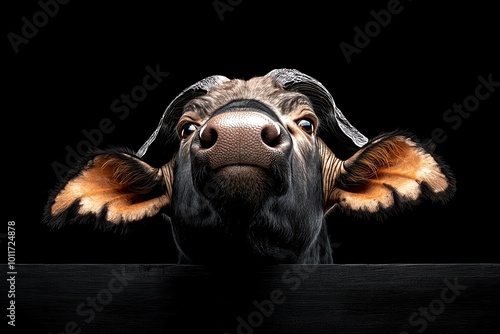 A Cape buffalo with its head raised, staring intently into the distance, symbolizing the alertness and power of this formidable Big Five species