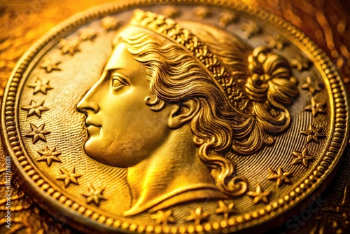 1881 Gold Coin Close-Up Showcasing Intricate Design and Historical Significance of Currency