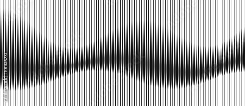 Abstract art geometric background with vertical lines. Optical illusion with waves and transition.