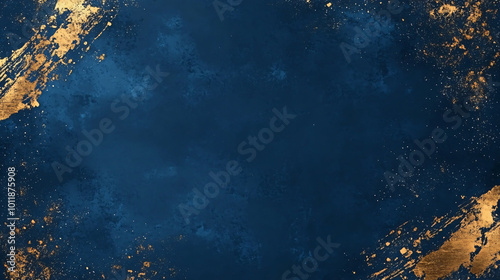 Blue background with golden decoration on the left and right sides