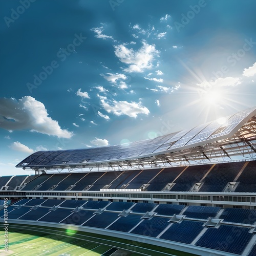 Futuristic Solar Powered Sports Stadium Harnessing Renewable Energy from Cheering Fans