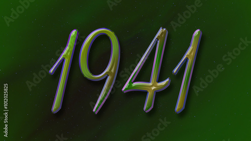 3D green with blue border design of number 1941 on green background.