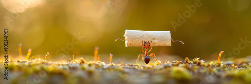 Ant Holding Up a Piece of Wood Above Its Head | Incredible Strength and Determination in Nature