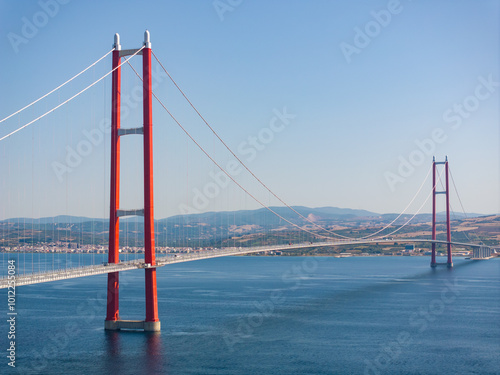 1915 Canakkale Bridge (1915 Canakkale Koprusu) Drone Photo, Eceabat Canakkale, Turkiye (Turkey)