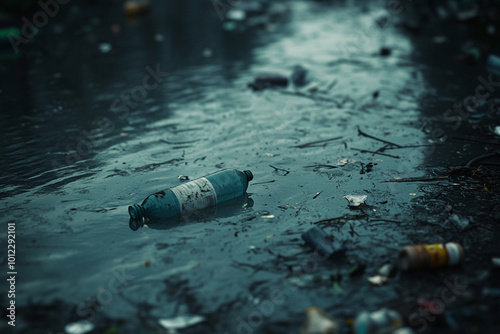 This stark photo highlights the devastating impact of pollution, showcasing a water channel choked with plastic waste, emphasizing the urgent need for environmental responsibility.