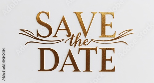 save the date word lettering gold hue elegant concept on plain white background