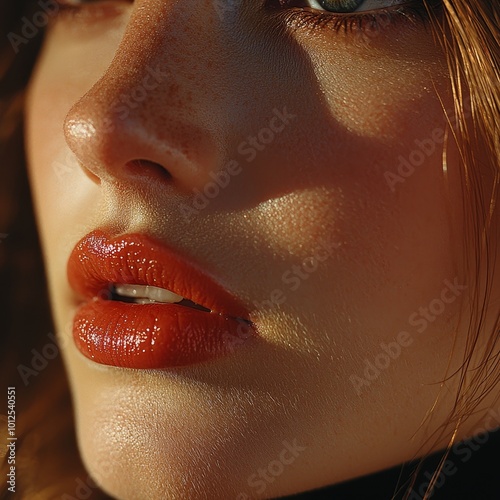 Close-Up of Slightly Parted Lips Highlighting Natural Beauty