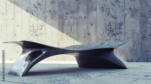 Modern Steel Bench: Abstract Sculpture in Urban Design