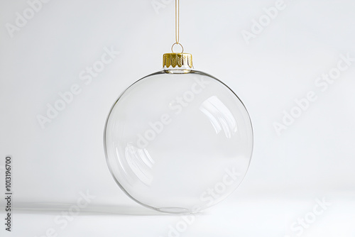 Transparent Christmas Ornament: A clear glass Christmas ornament with a gold top, perfect for showcasing your own festive decorations. Capture the essence of the holiday season with this elegant.