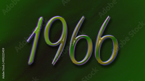 3D green with blue border design of number 1966 on green background.