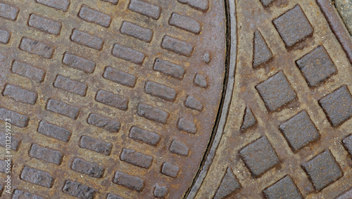 The texture of the metal. Close-up of the hatch