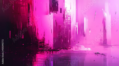 Abstract glitch art background with distorted pixels and digital artifacts, offering a futuristic and surreal aesthetic. Glitch Art. Illustration