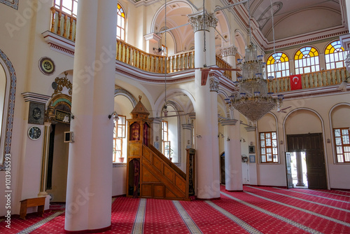 Saatli Mosque, Greek Orthodox church converted to a mosque in 1928 in Ayvalik, Turkey.