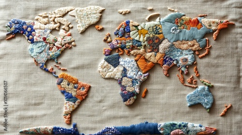 Embroidered World Map.