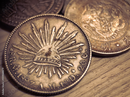 mexicana silver coin collection. mexican mint 1897