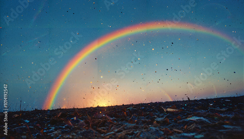 Arc-en-ciel éblouissant au crépuscule