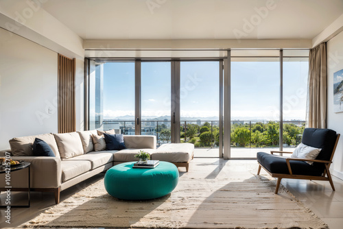 Bright Minimalist Living Room with Neutral Furniture and Natural Light