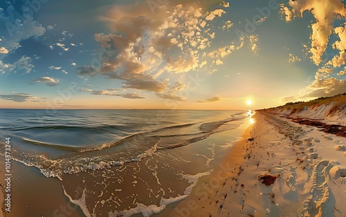 Baltic sea shore at sunset. Poland, Europe. Beauty world.