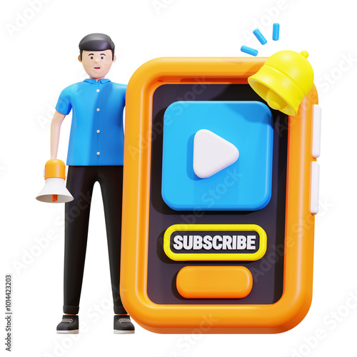 3d Man Doing Subscription Marketing Illustration