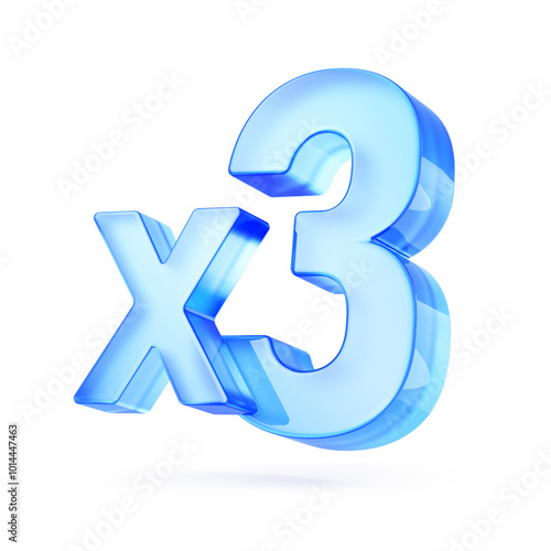 x3 symbol icon. 3d illustration