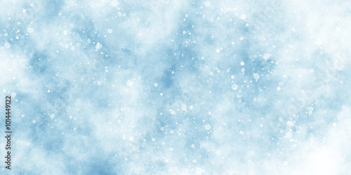 light blue bokeh background for design, Abstract blue background with snowflakes floating randomly, blue grunge texture with bokeh, beautiful blue watercolor background with glitter particles.