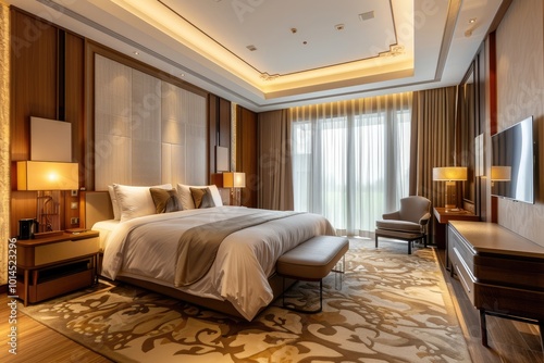 Luxury hotel room modern comfortable interior.