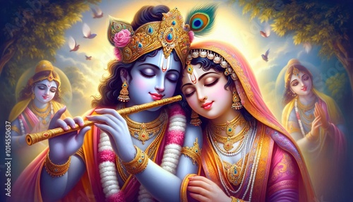 Radha and Krishna close together 