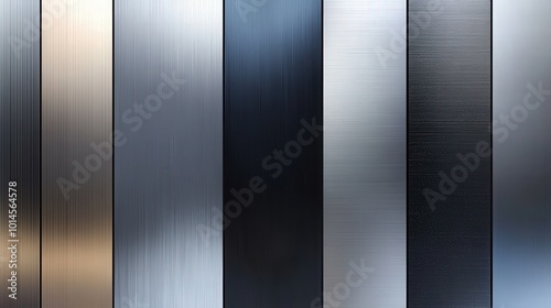 Metal surface finishing texture realistic, isolated set of plaques or samples with polished and shiny surface. Vector smooth sheet of aluminum, chrome or iron, platinum silver signboard