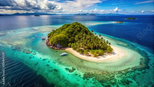 Aerial view of beautiful tropical island in the Philippines, Philippines, aerial, view, island, tropical, beach, coast